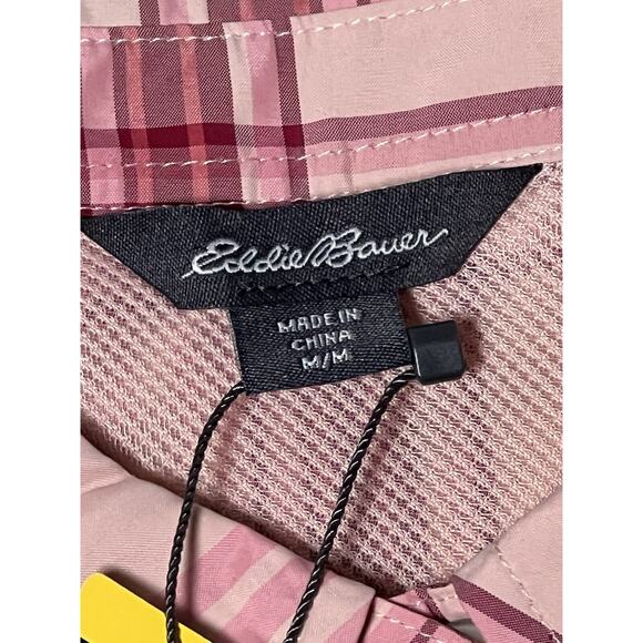 Eddie Bauer Short Sleeve Adventure Shirt Peach Starling Plaid Womens M *READ* - Picture 4 of 12